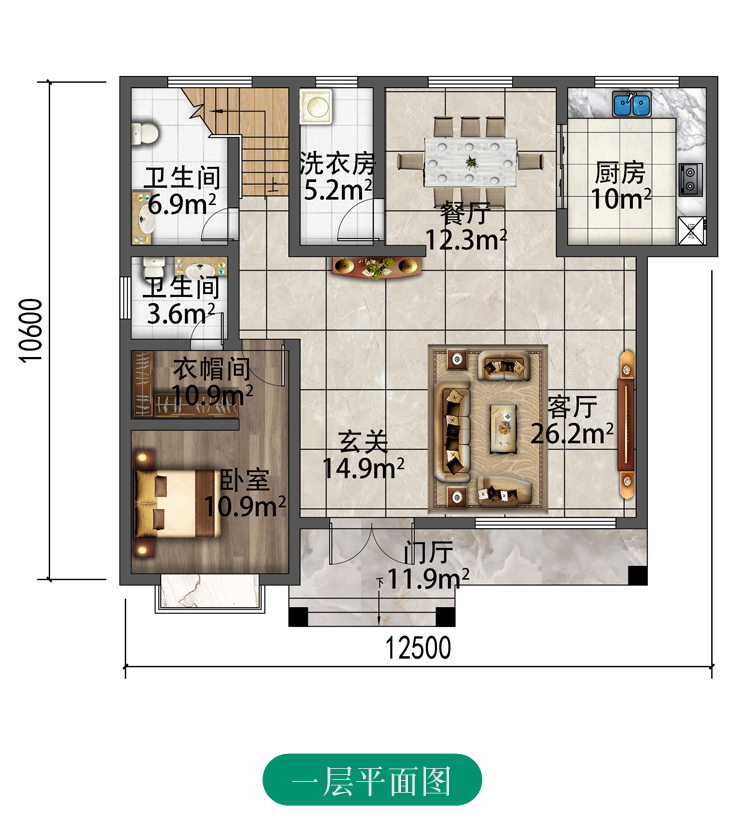 12x10米新中式农村三层自建小别墅图，贵气、优雅、大方、舒适